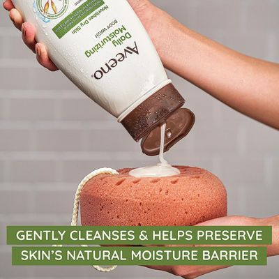 Aveeno Daily Moisturizing Body Wash for Dry & Sensitive Skin with Prebiotic Oat, Hydrating Oat Body Wash Nourishes Dry Skin & Gently Cleanses, Light Fragrance, Sulfate-Free, 18 fl. Oz, 2 Pack
