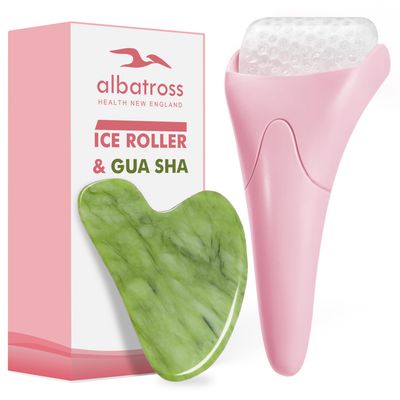 Gua Sha &amp; Ice Roller for Face, Small Gifts, Facial Tools for Puffiness and Redness Reducing Skin Care Routine, Self Care Massage Gift for Women Men
