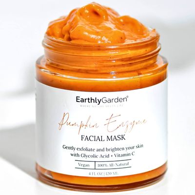 EarthlyGarden Pumpkin Enzyme Exfoliating Face Mask | Vegan, Anti-Aging Skincare Facial Treatment for Women | Moisturizing + Hydrating | Brighten Dullness + Dark Spots | All Skin Types (4 oz., 1)