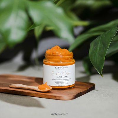 EarthlyGarden Pumpkin Enzyme Exfoliating Face Mask | Vegan, Anti-Aging Skincare Facial Treatment for Women | Moisturizing + Hydrating | Brighten Dullness + Dark Spots | All Skin Types (4 oz., 1)