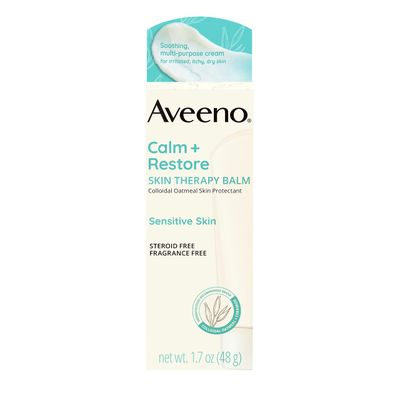 Aveeno Calm + Restore Skin Therapy Balm, Soothing &amp; Moisturizing Skin Protectant for Sensitive Skin, Colloidal Oatmeal &amp; Ceramide to Help Fight Dry Skin, Fragrance- &amp; Steroid-Free, 1.7 oz