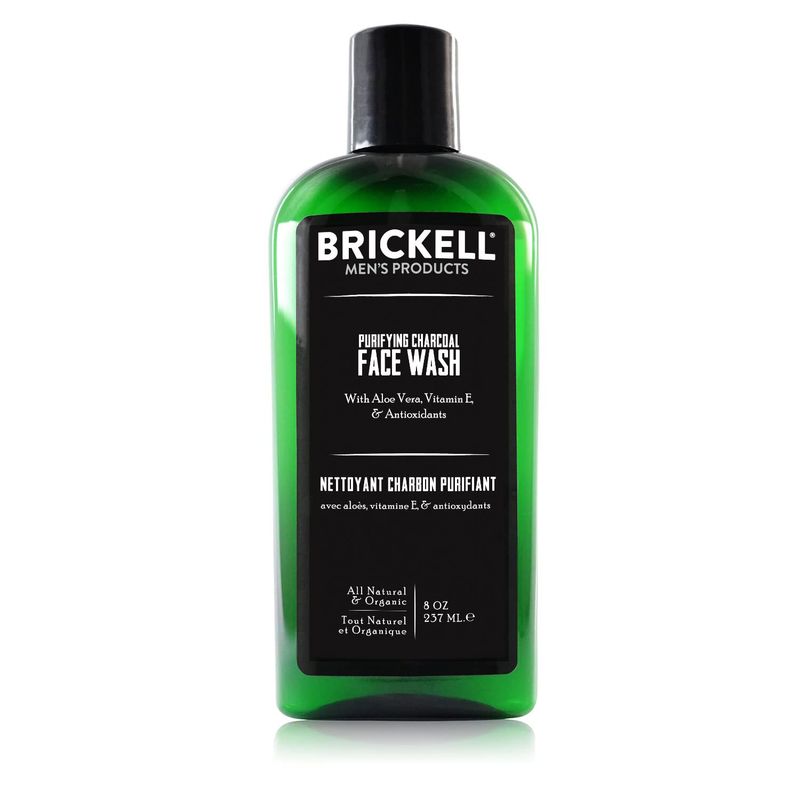 Brickell Men&#39;s Purifying Charcoal Face Wash for Men, Natural and Organic Daily Facial Cleanser, 8 Ounce, Scented