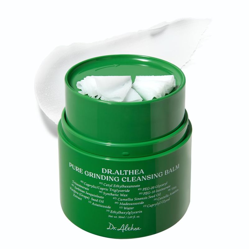 Dr.Althea Pure Grinding Cleansing Balm | Hygenic One-Step Makeup Cleansing Oil with Madecassoside | Non-Greasy Sorbet Texture | Gentle, Soothing for All Skin Types | Korean Vegan Skincare | 1.69 Fl Oz