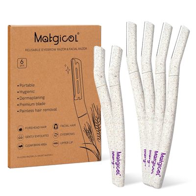 Eco-Friendly Women&#39;s Dermaplaning Razor - Multipurpose Exfoliating Tool with Anti-Cut Blades &amp; Biodegradable Handle for Silky Skin &amp; Perfect Brows (Beige)