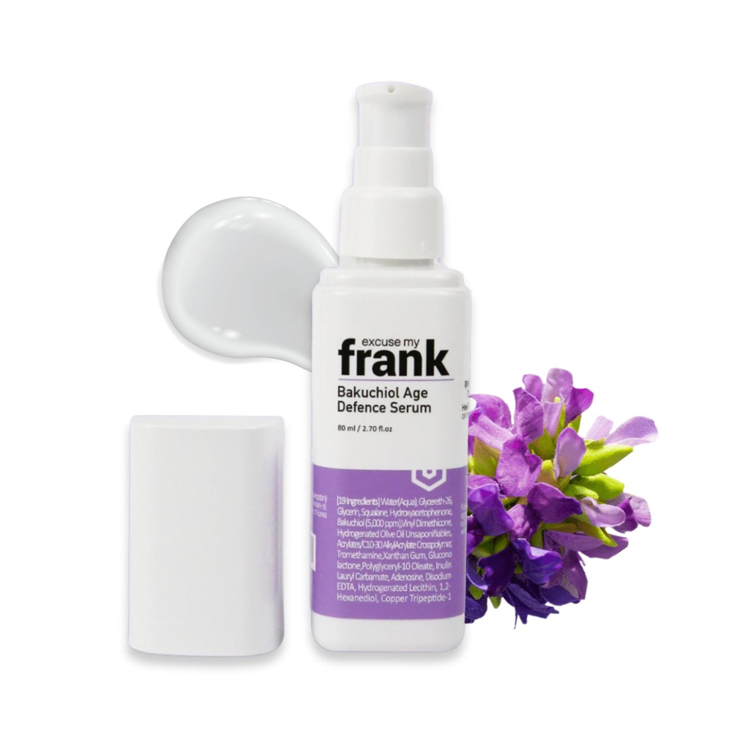 EXCUSE MY FRANK Bakuchiol Age Defense Serum - Anti-Aging, Boosts Collagen &amp; Firms Skin, Fine Lines &amp; Wrinkles, K-Beauty, Vegan, No Fragrance 80ml / 2.7fl oz