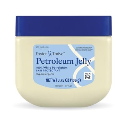 Foster &amp; Thrive Petroleum Jelly Healing Skin Protectant, Provides Dry Skin Relief and Protects Minor Cuts, Hypoallergenic, Dermatologist Recommended, Fragrance-Free, Locks in Moisture 3.75 oz 4-Pack