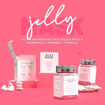 BRUN Peel-Off Egyptian Rose Jelly Mask for Face Care - A 23 fl oz Rubber Mask Jar for 30 to 35 Treatments - A Skin Care Moisturizing Gel Mask of Spa Set for Men, Women and Adults