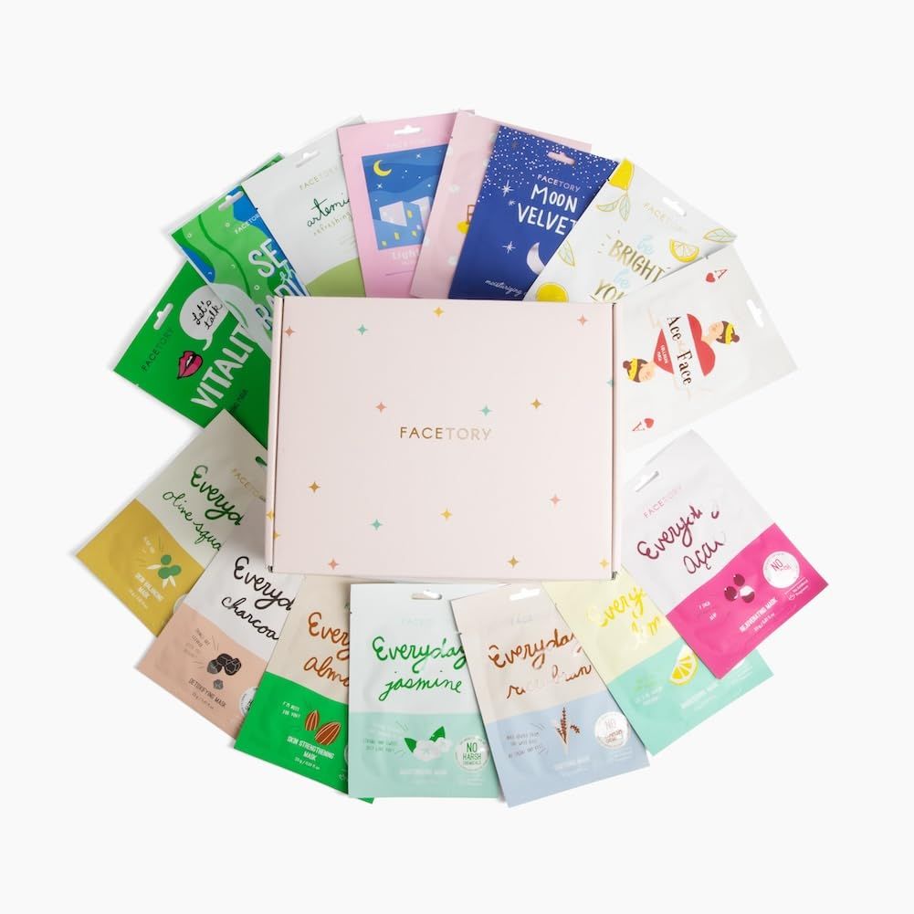 FACETORY K Beauty Face Mask Skin Care 15 COLLECTION Sheet Mask Gift Box | Natural Premium Korean Face Mask Gift Set For All Skin Types - No Sulfates, No Parabens (15 pc)