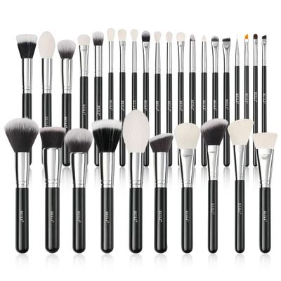 BEILI Makeup Brushes 30Pcs Professional Makeup Brush Set Premium Synthetic Kabuki Foundation Blending Brush Face Powder Blush Concealers Eye Shadows Make Up Brush Set (Black)