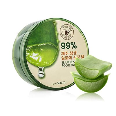 [the SAEM] Jeju Fresh Aloe Soothing Gel 10.1 fl. oz. (300ml) - 99% Aloe Vera, Hydrates &amp; Dry, Itchy &amp; irritated Skin