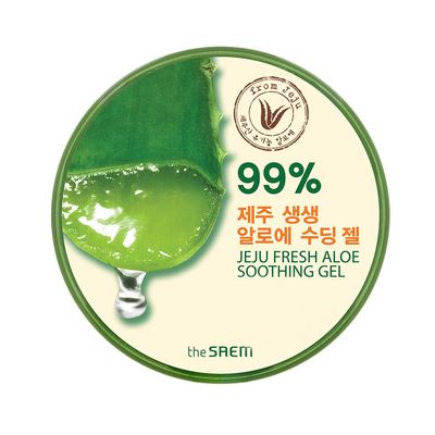 [the SAEM] Jeju Fresh Aloe Soothing Gel 10.1 fl. oz. (300ml) - 99% Aloe Vera, Hydrates &amp; Dry, Itchy &amp; irritated Skin