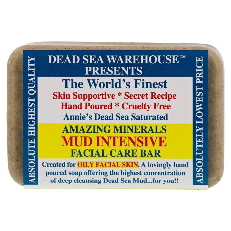 Dead Sea Warehouse - Amazing Minerals Mud Intensive Facial Care Bar - 5.2 OZ - Dead Sea Mud Soap - All Natural - Oily Skin Deep Cleanser - Vegan