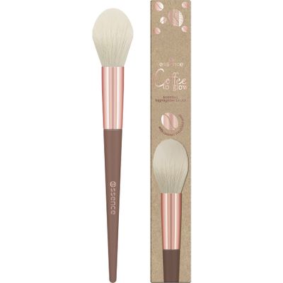 essence | Coffee to Glow Scented Highlighter Brush | Hello, Brew-Triful! | Caramel Macchiato Scent | Super Soft &amp; Extra Gentle | Vegan &amp; Cruelty Free