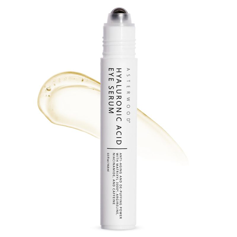 Asterwood Hyaluronic Acid Eye Serum - Reduces Under Eye Bags, Wrinkles, Dark Circles, Fine Lines, &amp; Crow&#39;s Feet - with Matrixyl 3000, Niacinamide &amp; Caffeine - Treatment for Women &amp; Men - 0.5 Fl oz