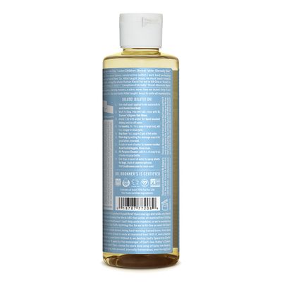 Dr. Bronner's - Pure-Castile Liquid Soap (Baby Unscented, 8 Ounce) - Made with Organic Oils, 18-in-1 Uses: Face, Hair, Laundry, Dishes, For Sensitive Skin, Babies, No Added Fragrance, Vegan, Non-GMO