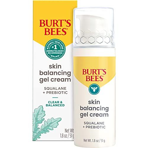 Burts Bees Clear and Balanced Skin Balancing Gel Cream With Squalane and Prebiotic, Gel Moisturizer for Breakout-Prone Skin, 99 Percent Natural Origin Skin Care, 1.8 oz. Bottle