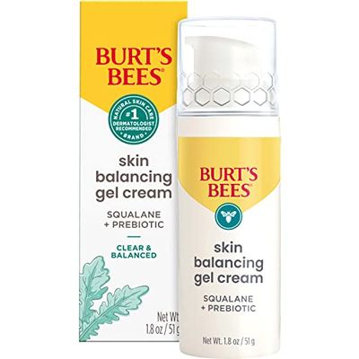 Burts Bees Clear and Balanced Skin Balancing Gel Cream With Squalane and Prebiotic, Gel Moisturizer for Breakout-Prone Skin, 99 Percent Natural Origin Skin Care, 1.8 oz. Bottle