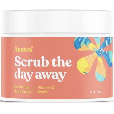 ASUTRA Dead Sea Salt Essential Oil Body Scrub Exfoliator (Vitamin C), 16 oz - Ultra Hydrating, Gentle, &amp; Moisturizing - Coconut, Sweet Orange, Grapefruit, and Lemon Oils - Pink Himalayan Salt
