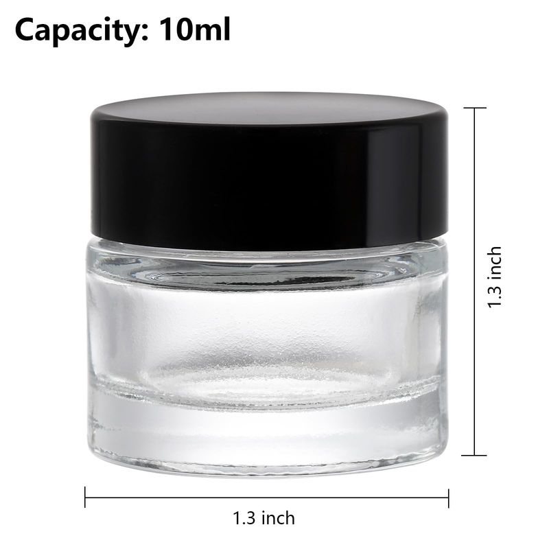Coloch 70 Pack 10ml Thick Glass Jars with Airtight Lid, Clear Round Lip Balm Container Tiny Sample Jar for Cosmetics, Lotion, Cream, Makeup, Samples, Wax, Skincare, Travelling, Retail Store