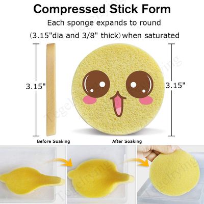 Facial Sponge Compressed,60 Pcs PVA Professional Makeup Removal Wash Round Face Sponges Spa Pads Exfoliating Cleansing for Women,Yellow,Pink,Blue,Purple