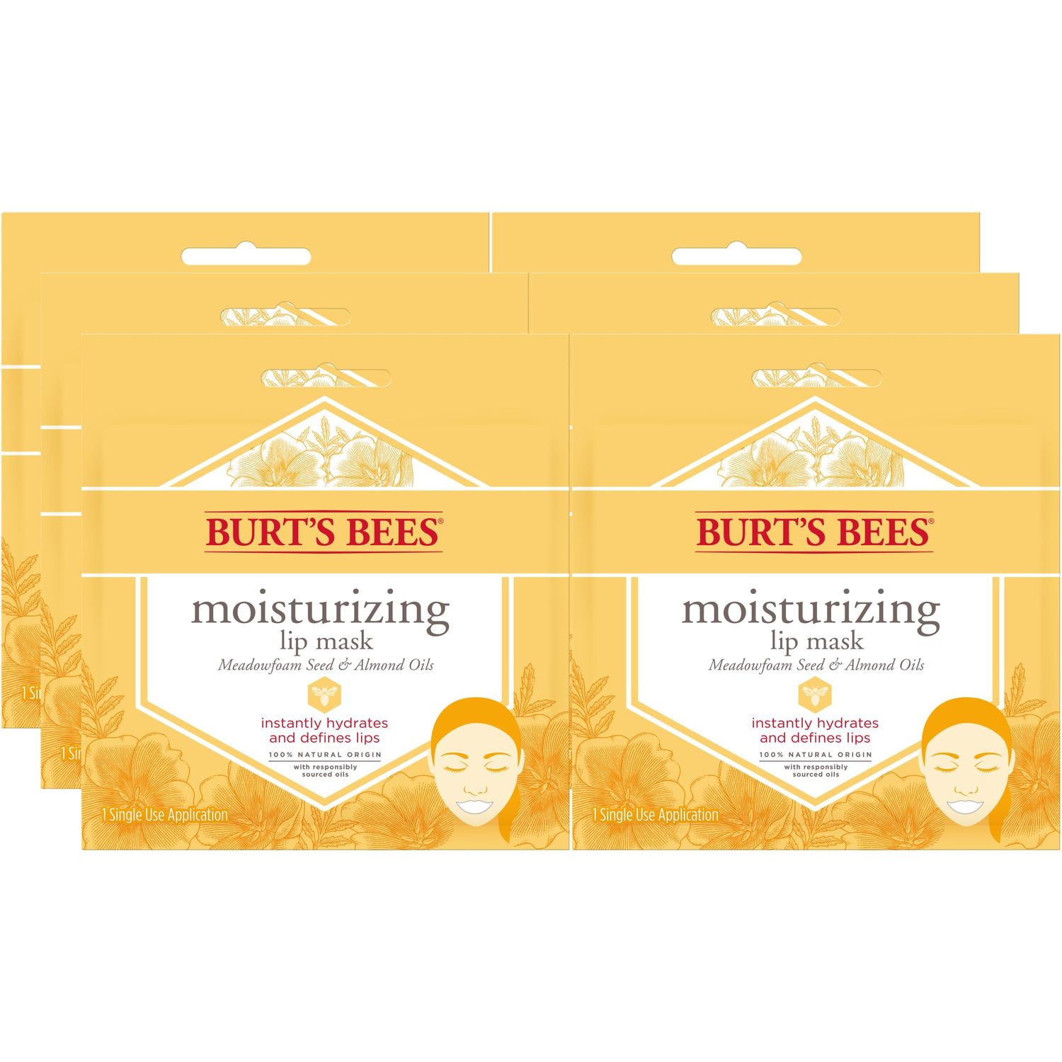 Burt&#39;s Bees Stocking Stuffers, Lip Masks Christmas Gifts, Moisturizing Lip Mask, Single Use Conditioning Lip Care, Natural Origin Treatment (6-Pack)