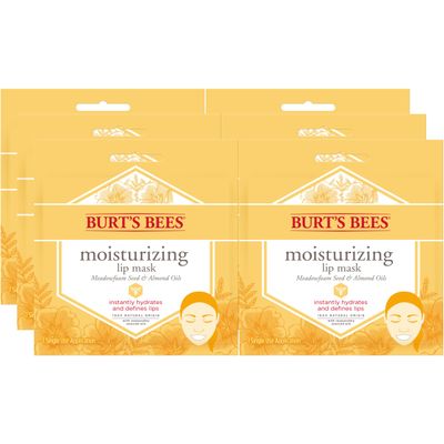 Burt&#39;s Bees Stocking Stuffers, Lip Masks Christmas Gifts, Moisturizing Lip Mask, Single Use Conditioning Lip Care, Natural Origin Treatment (6-Pack)