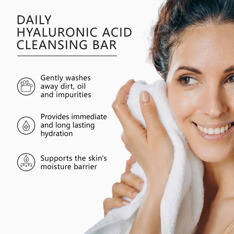Asterwood Hyaluronic Acid Cleansing Face Soap - Facial Soap for Women &amp; Men - Collagen Boosting, Hydrating, Plumping, Soothing - Bar Soap - Fragrance-free - Suitable for Sensitive Skin - 3.5 oz