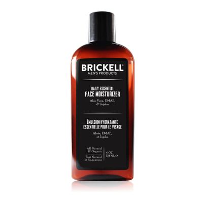 Brickell Men&#39;s Daily Essential Face Moisturizer for Men, Natural and Organic Fast-Absorbing Face Lotion with Hyaluronic Acid, Green Tea, and Jojoba, 4 Ounce, Scented