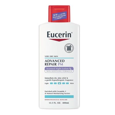 Eucerin Advanced Repair Scented Night Lotion, 48 Hour Moisturizing Body Lotion for Dry Skin, Paraben Free Body Lotion with a Hypoallergenic Soothing Scent, 13.5 Fl Oz Bottle
