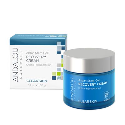 Andalou Naturals Argan Stem Cell Recovery Cream oz For Oily or Overreactive Skin Helps Clarify Cleanse Pores for Glowing Skin, Aloe Vera, 1.7 Ounce