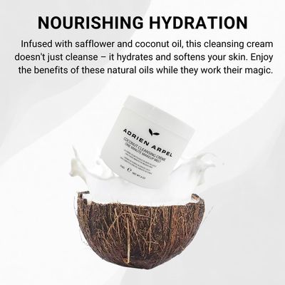 Adrien Arpel Coconut Cleansing Crme, Facial Cleanser &amp; Makeup Remover, Balm Hydrates &amp; Softens Sensitive, Dry &amp; Mature Skin, 4 oz