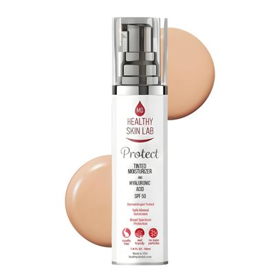 Healthy Skin Lab Protect Tinted Moisturizer &amp; Mineral Sunscreen SPF 50, Hyaluronic Acid, Zinc Oxide, Titanium Dioxide for Deep Hydration, Dermatologist-Tested, Suitable for All Skin Types, 50ml