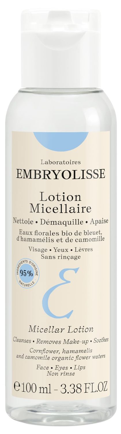 Embryolisse Gentle Micellar Lotion for Face and Eyes. Natural Floral Water Makeup Remover &amp; Cleansing Care With Chamomile, Cornflower &amp; Witch Hazel, 3.38 Fl Oz