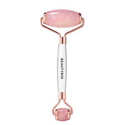 BeautyBio Quartz Contouring Roller Pure, Sustainably harvested Brazilian Rose Quartz Face, Eye &amp; Body Roller