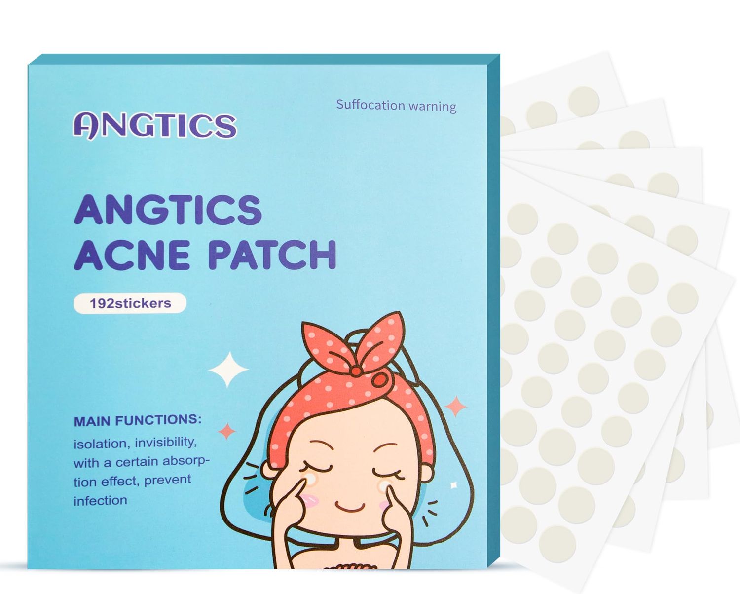 ANGTICS Pimple Patches for Face, 2 Sizes 192 Counts Acne Patches, Hydrocolloid Patches Zit Patches for Skin Care, Blemish Patches Invisible Acne Spot Treatment with Salicylic Acid, Tea Tree Oil