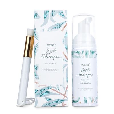ACTROL Eyelash Extension Cleanser 60ML Natural Lash Extension Shampoo Unscented Professional Eyelid Foaming Cleanser Paraben &amp; Sulfate Free Non-lrritating with Salon and Home Care