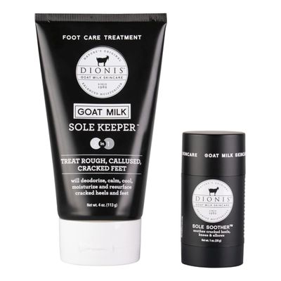 Dionis Goat Milk Skincare Sole Keeper &amp; Soother - Deodorize, Calm, Cool, Moisturize &amp; Resurface Feet-Treats Repairs &amp; Soothes Rough Dry Callused Cracked Skin, Cruelty-Free Cream, 4 oz &amp; .78 oz Set