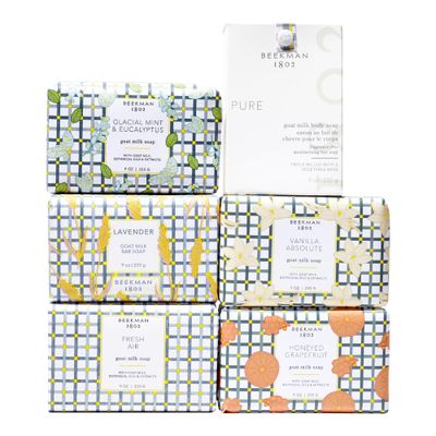 Beekman 1802 Goat Milk Bar Soap 6-Piece Gift Set - 9 oz - Nourishes, Moisturizes &amp; Hydrates - 100% Vegetable Soap with Lactic Acid - Good for Sensitive Skin - Cruelty Free - Gift Box Included