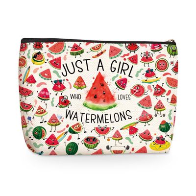 Funny Watermelon Gifts Fruit Lover Gift Makeup Bag Cosmetic Bag Watermelon Party Supplies for Women Teen Girls Sister Best Friend Coworker Daughter Skincare Bag for Graduation Nurse Day Birthday