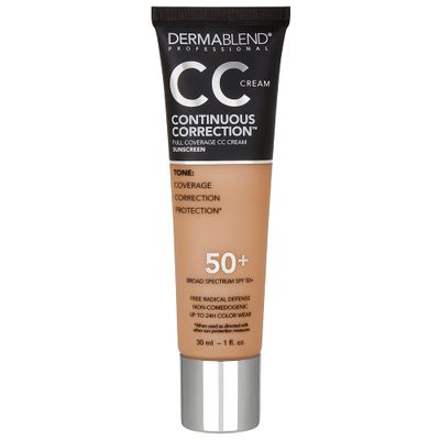 Dermablend Continuous Correction Tone-Evening CC Cream Foundation SPF 50+, Full Coverage Foundation Makeup &amp; Color Corrector, Non-Comedogenic , 1 Fl Oz (Pack of 1)