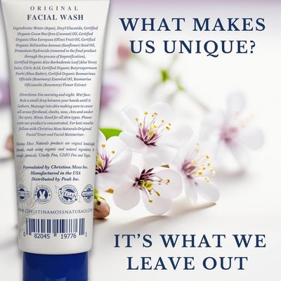 Christina Moss Naturals Rosemary Face Wash from Plant Extracts &amp; Essential Oils, Gently Cleans Excess Oils, Dirt and Debris from the Skin with Rosemary, Aloe Vera and Shea Butter, 4oz