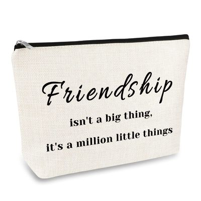 Friendship Gifts for Women Girls Best Friend Gift Makeup Bag Soul Sister Gift Cosmetic Bag Graduation Wedding Birthday Gifts for Her Friend BFF Female Bestie Cosmetic Pouch Case Travel Toiletry Bag