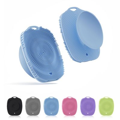 ARIOSOX, Soft Silicone Body Scrubber Gentle Like a Hand Exfoliating Your Skin and Build Up Lather Easily, Back Large Suction Cup Easy to Store, Long-Lasting &amp; Deep Clean (Blue)