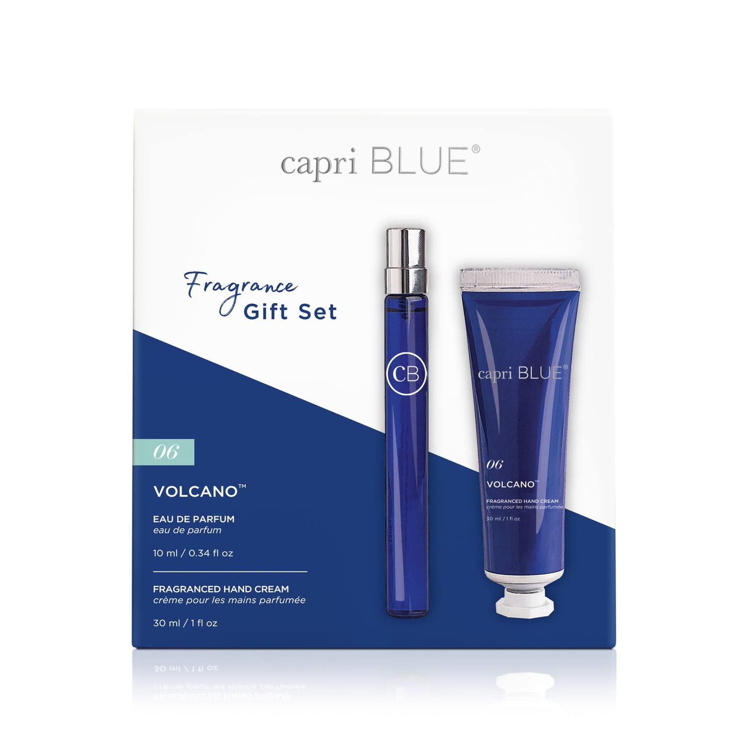 Capri Blue Fragrance Gift Set - 1 Volcano Eau de Parfum .34 fl oz &amp; 1 Volcano Mini Hand Cream 1 oz - Moisturizing Jojoba Oil &amp; Shea Butter Lotion - Cruelty-Free Skin Care Products