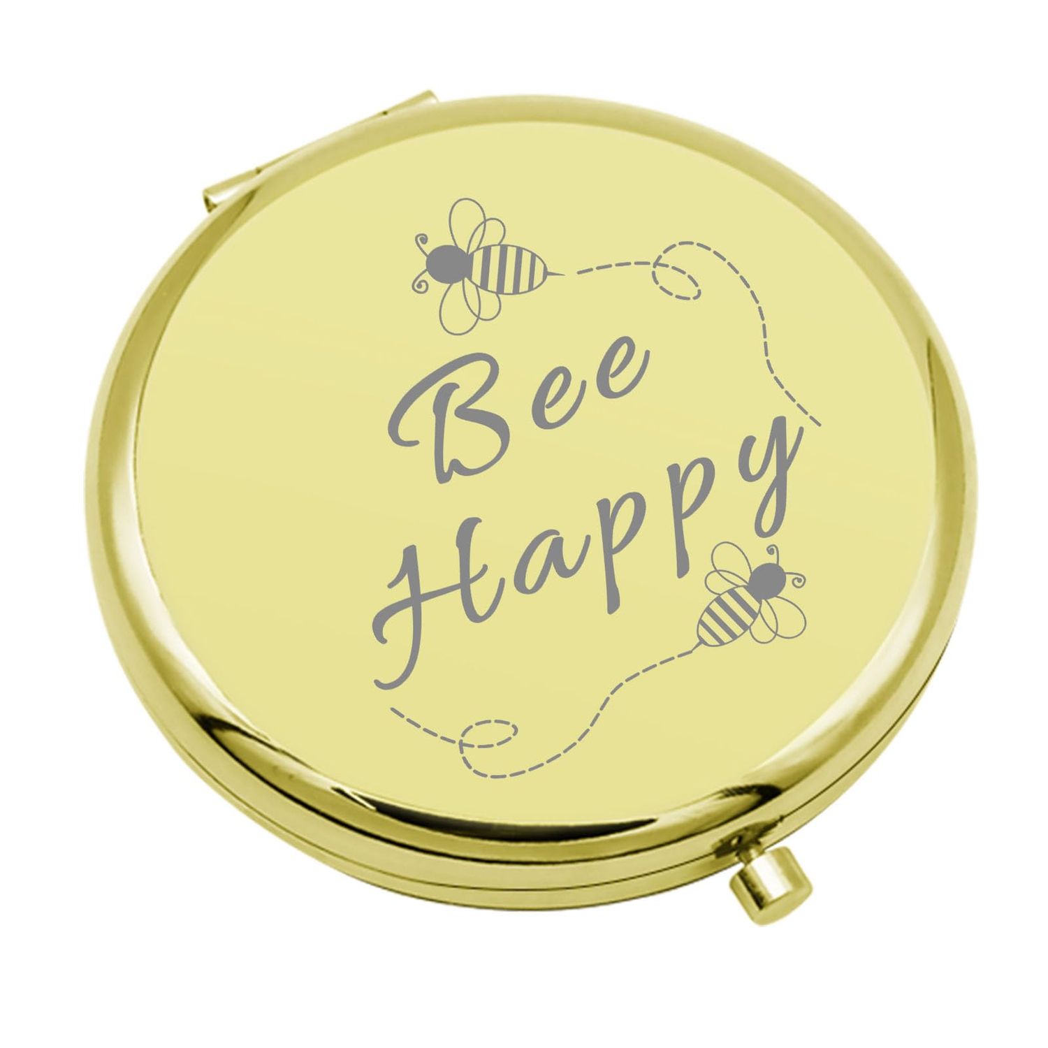 Bee Lovers Gifts for Women Compact Makeup Mirror Bee Gift Inspirational Gifts for Girls Animal Lover Gifts Bee Kind Gifts Travel Makeup Mirror for Beekeeper Retirement Birthday (Gold)