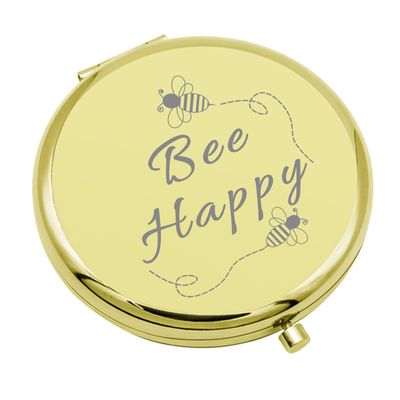 Bee Lovers Gifts for Women Compact Makeup Mirror Bee Gift Inspirational Gifts for Girls Animal Lover Gifts Bee Kind Gifts Travel Makeup Mirror for Beekeeper Retirement Birthday (Gold)