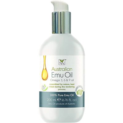 Emu Oil Skin Moisturizer - Scalp, Hair, Face, Body &amp; Nail Moisturizer with Omega 3, 6, 9, Vitamins, &amp; Minerals - Body &amp; Face Serum for Fine Lines, Stretch Marks, Dry Lips &amp; Cuticles - 200mL, Unscented
