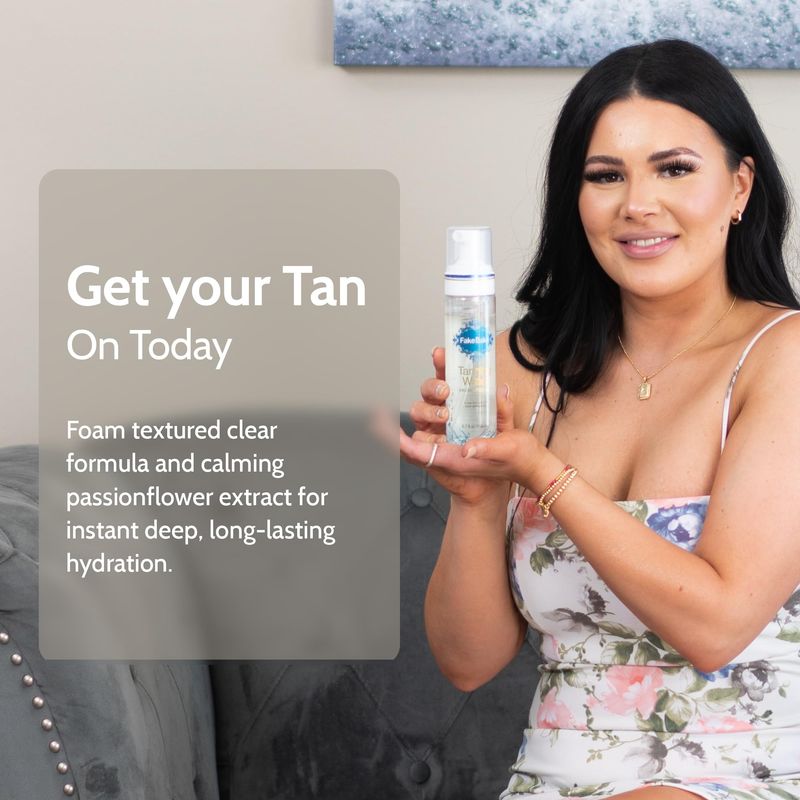 Fake Bake Foam Tanning Water Self Tanner Instant Glow with Hydrating Passion Flower Rejuvenation - Natural Looking Sunless Bronzing for Women &amp; Men - 6.7 oz
