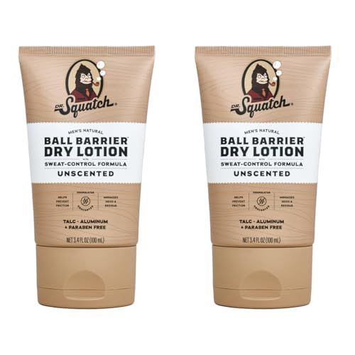 Dr. Squatch Ball Barrier Dry Lotion, No Mess Body Powder Lotion for Men, Made With Natural Ingredients - 2-Pack Unscented