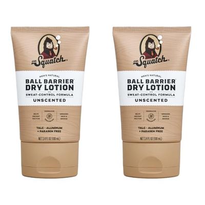 Dr. Squatch Ball Barrier Dry Lotion, No Mess Body Powder Lotion for Men, Made With Natural Ingredients - 2-Pack Unscented
